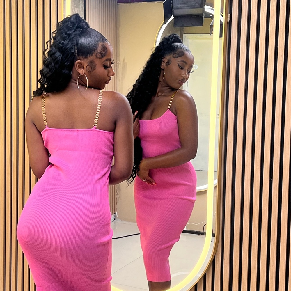Pink Gold Strap Dress